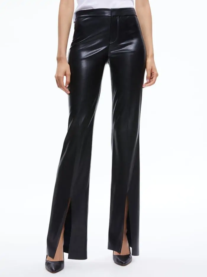 WALKER VEGAN LEATHER FRONT SLIT PANT